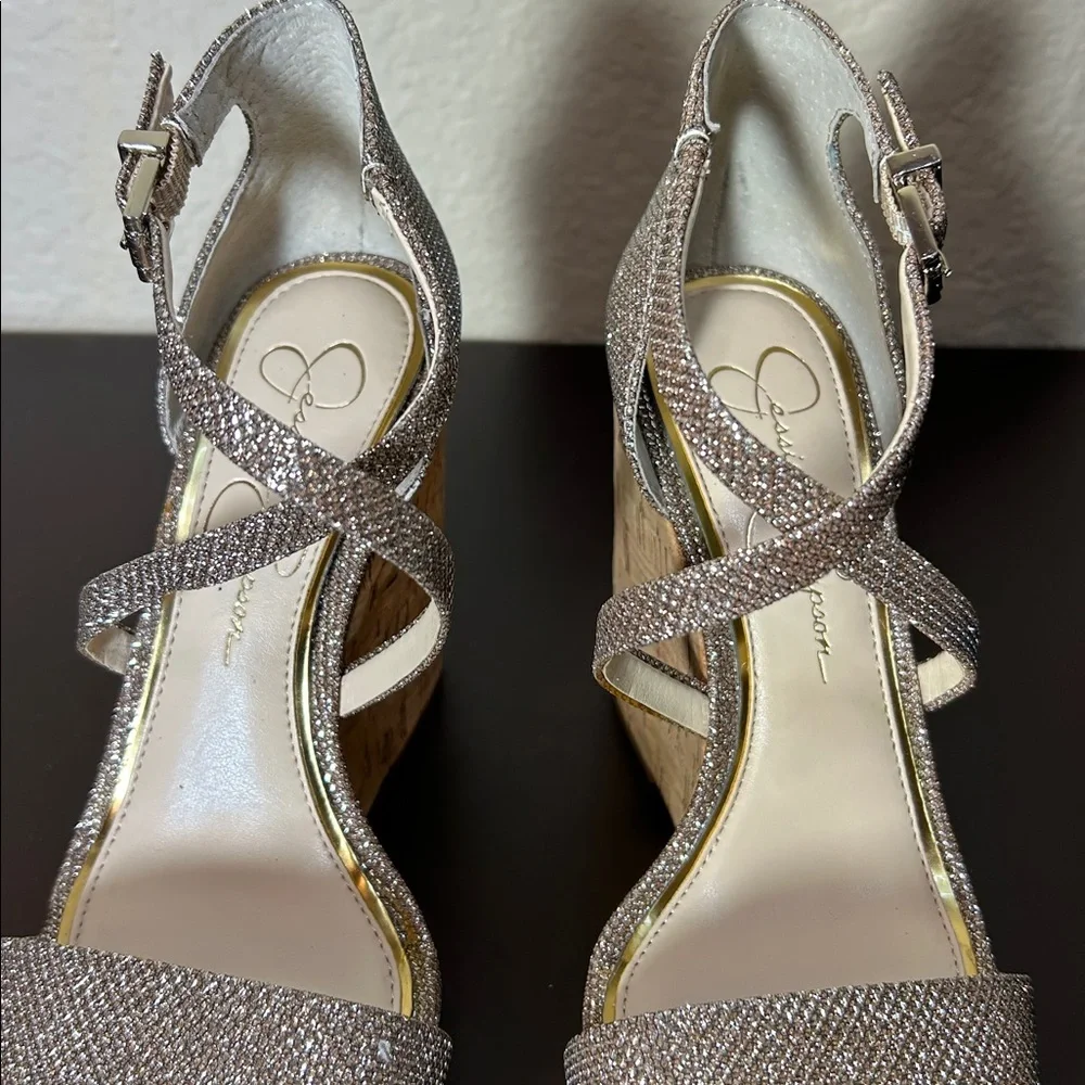 NEW Jessica Simpson Wedge Sandals – Glitter – Size 5.5 – New
